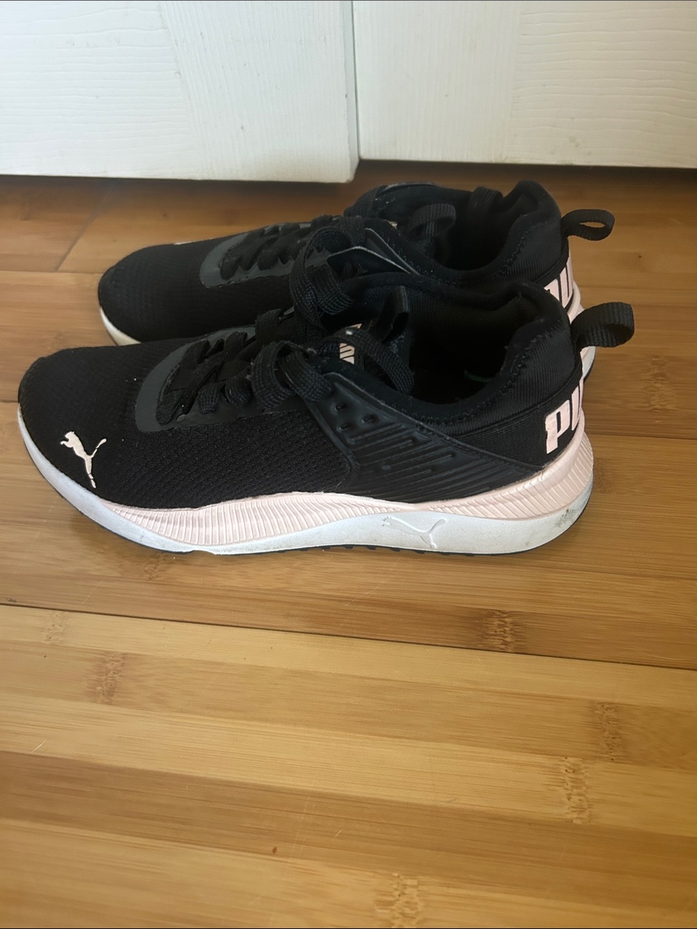 Puma Black Knit Sneakers with pink Logo Accents - Picture 2 of 5